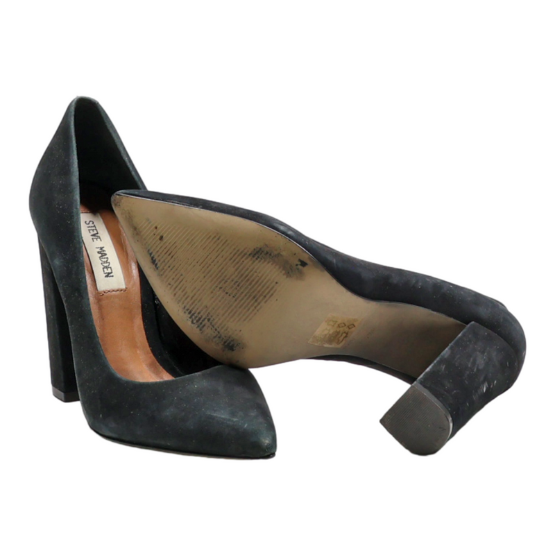STEVE MADDEN Block Heels Black Suede Womens UK 5.5