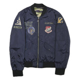 SCHOTT Mens Navy Blue Nylon Reversible Bomber Jacket 2XL Military Style Original