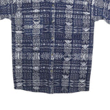 Womens Blue White Printed Cotton Blend Shirt Short Sleeve Collared S Casual