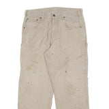 CARHARTT Mens Cotton Blend Beige Loose Straight Trousers W34 L30 Workwear Casual