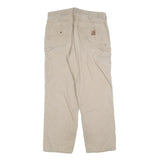 CARHARTT Mens Cotton Blend Beige Loose Straight Trousers W34 L30 Workwear Casual