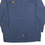 DICKIES Mens Blue Workwear Cotton Blend Shirt M Button Pockets Durable