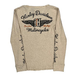Freedom Heritage Harley Davidson Graphic Long Sleeve T-Shirt - Large Beige Cotton