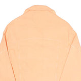 ZARA Womens Peach Button Jacket M Cotton Blend Cropped Frayed Hem Casual