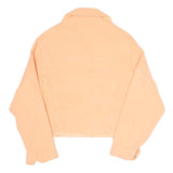 ZARA Womens Peach Button Jacket M Cotton Blend Cropped Frayed Hem Casual