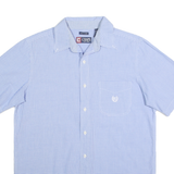 CHAPS Mens Blue Check Shirt M Cotton Blend Easy Care Casual Button Down