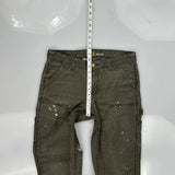 Carhartt Slim Fit Carpenter Trousers - 30W UK 10 Grey Cotton Blend