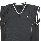 STARTER Mens Black Sleeveless V-Neck Jersey L Sports Casual Streetwear