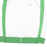 REEBOK Mens White & Green Track Jacket M Polyester Blend Zip Sports Casual