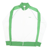 REEBOK Mens White & Green Track Jacket M Polyester Blend Zip Sports Casual