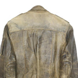 IXS Mens Brown Leather Bomber Jacket S Woven Classic Zip Pocketed