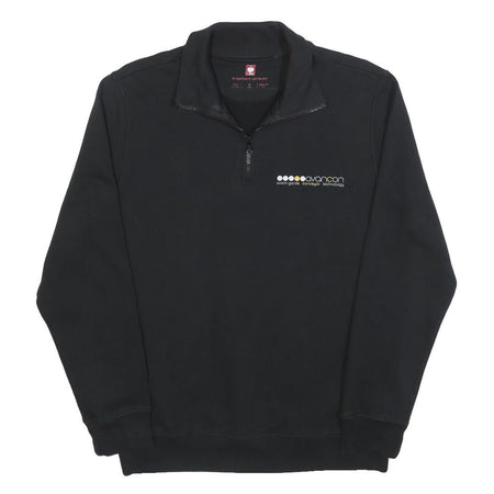 ENGELBERT STRAUSS Mens Black Half Zip Sweatshirt S Workwear Pullover Cotton