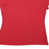 TOMMY HILFIGER Womens Red Polo Shirt XL Cotton Blend Short Sleeve Classic