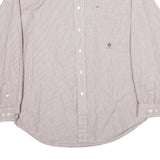 TOMMY HILFIGER Mens White & Red Striped Shirt L Button Down Oxford Long Sleeve