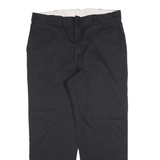 DICKIES Mens Black Regular Fit Straight Leg Trousers W38 L30 Cotton Blend Zip