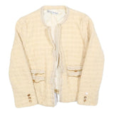 PAULA KLEIN Womens Cream Wool Plain Tailored Jacket XS Woven Elegant Buttons