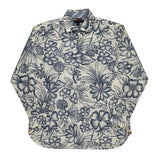 Tommy Hilfiger Floral Hawaiian Shirt - Large Blue Cotton