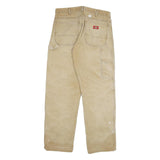 DICKIES Mens Regular Beige Cotton Blend Zip Trousers W32 L31 Workwear Carpenter