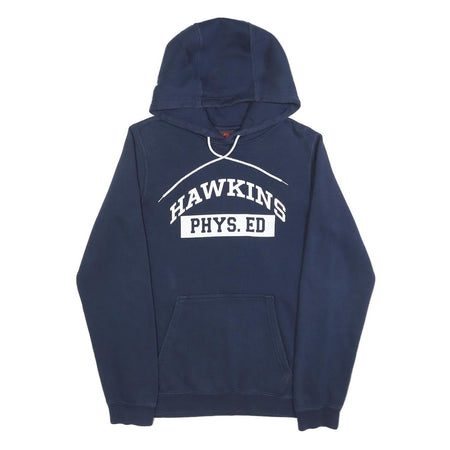 Nike Womens Navy Blue Stranger Things Hawkins Phys Ed Hoodie XS Cotton Blend