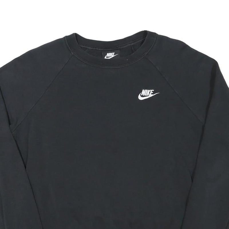NIKE Mens Black Crew Neck S Cotton Blend Pullover Sweatshirt S Logo
