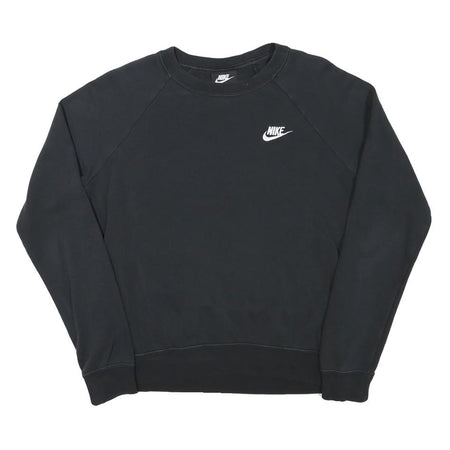 NIKE Mens Black Crew Neck S Cotton Blend Pullover Sweatshirt S Logo