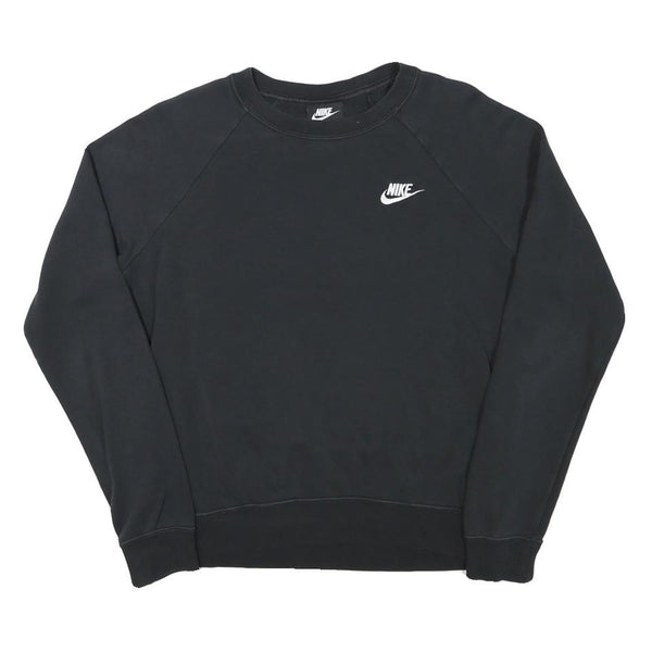 NIKE Mens Black Crew Neck S Cotton Blend Pullover Sweatshirt S Logo