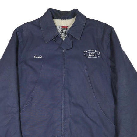 WORK KING Mens Navy Blue Ford OTP Paint Dept Jacket XL Cotton Blend Zip Workwear