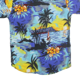 EKUMENIK Mens Blue Yellow Hawaiian Shirt M Rayon Relaxed Fit