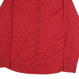 GUESS Mens Red Plaid Cotton Blend Shirt L Stylish Designer Casual Wear