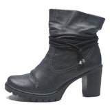 RIEKER Womens Black Ankle Boots Synthetic UK 7 Stylish Comfortable Fashion Heel