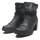 RIEKER Womens Black Ankle Boots Synthetic UK 7 Stylish Comfortable Fashion Heel