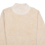 FALLS CREEK Womens Beige Plain Pullover Jumper Crew Neck Basic Knit M