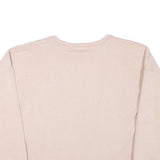 GUESS Womens Cream Sweatshirt Crew Neck S Embroidered Logo Casual Pullover