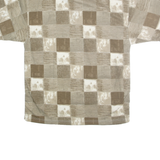 BLUE JEANS Mens Beige & Cream Checked Short Sleeve Polo Shirt M Classic Fit