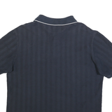 CHAPS Mens Blue Polo Shirt L Cotton Blend Short Sleeve Striped Classic Fit