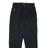 HIS Mens Cotton Blend Black Regular Fit Straight Leg Trousers W28 L28 Zip