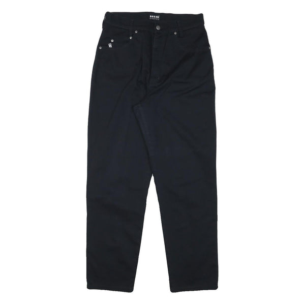 HIS Mens Cotton Blend Black Regular Fit Straight Leg Trousers W28 L28 Zip