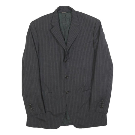 LANVIN Mens Grey Pinstripe Wool Classic Jacket M Button Closure Tailored