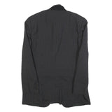 LANVIN Mens Grey Pinstripe Wool Classic Jacket M Button Closure Tailored