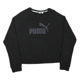 PUMA Womens Black Cotton Blend Crew Neck L Sweatshirt Logo Casual Pullover