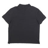 CALVIN KLEIN Mens Black Short Sleeve Plain L Cotton Blend Polo Shirt