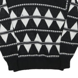 SNOWDRIFT Mens Black & White Patterned Pullover Jumper Crew Neck Chunky Knit L