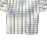 BUGLE BOY Mens Blue & Cream Checked Short Sleeve Polo Shirt M Cotton Blend