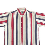 TRADER BAY Mens Red & Beige Striped Shirt L Button Down Cotton Blend Casual