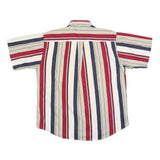 TRADER BAY Mens Red & Beige Striped Shirt L Button Down Cotton Blend Casual