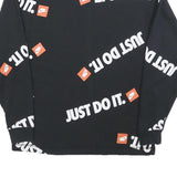 NIKE Womens Black Just Do It Crew Neck XS Graphic Print Cotton Blend Sweatshirt