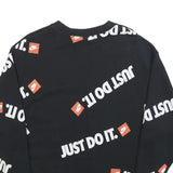 NIKE Womens Black Just Do It Crew Neck XS Graphic Print Cotton Blend Sweatshirt