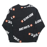 NIKE Womens Black Just Do It Crew Neck XS Graphic Print Cotton Blend Sweatshirt