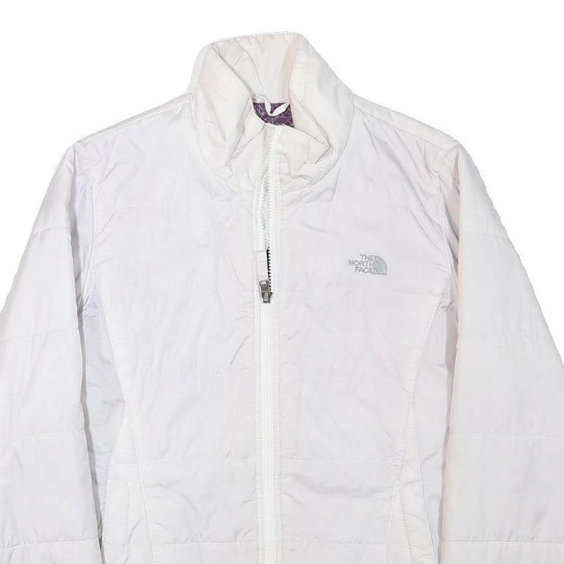 THE NORTH FACE Womens White Jacket M Polyester Blend Plain Outdoor Zip Warm
