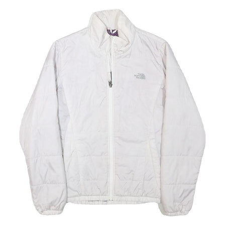 THE NORTH FACE Womens White Jacket M Polyester Blend Plain Outdoor Zip Warm